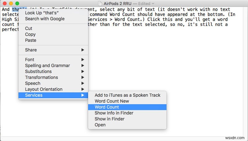 Mac용 TextEdit에서 단어 수를 계산하는 방법 
