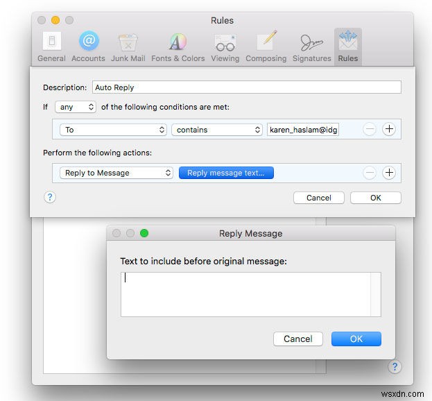 Mac용 Mail에서 부재 중 메시지를 설정하는 방법 