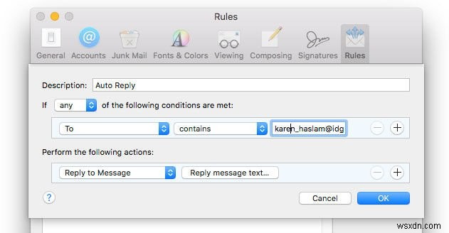 Mac용 Mail에서 부재 중 메시지를 설정하는 방법 