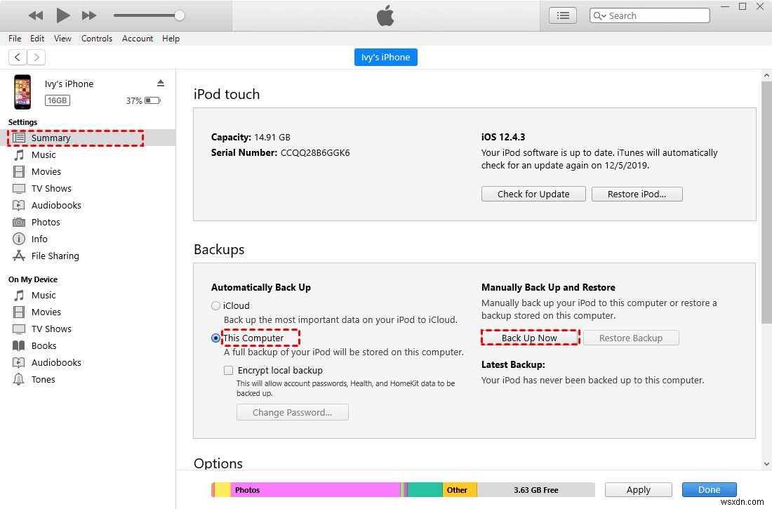 iPod Touch를 컴퓨터 또는 iCloud에 쉽게 백업하는 3가지 방법 