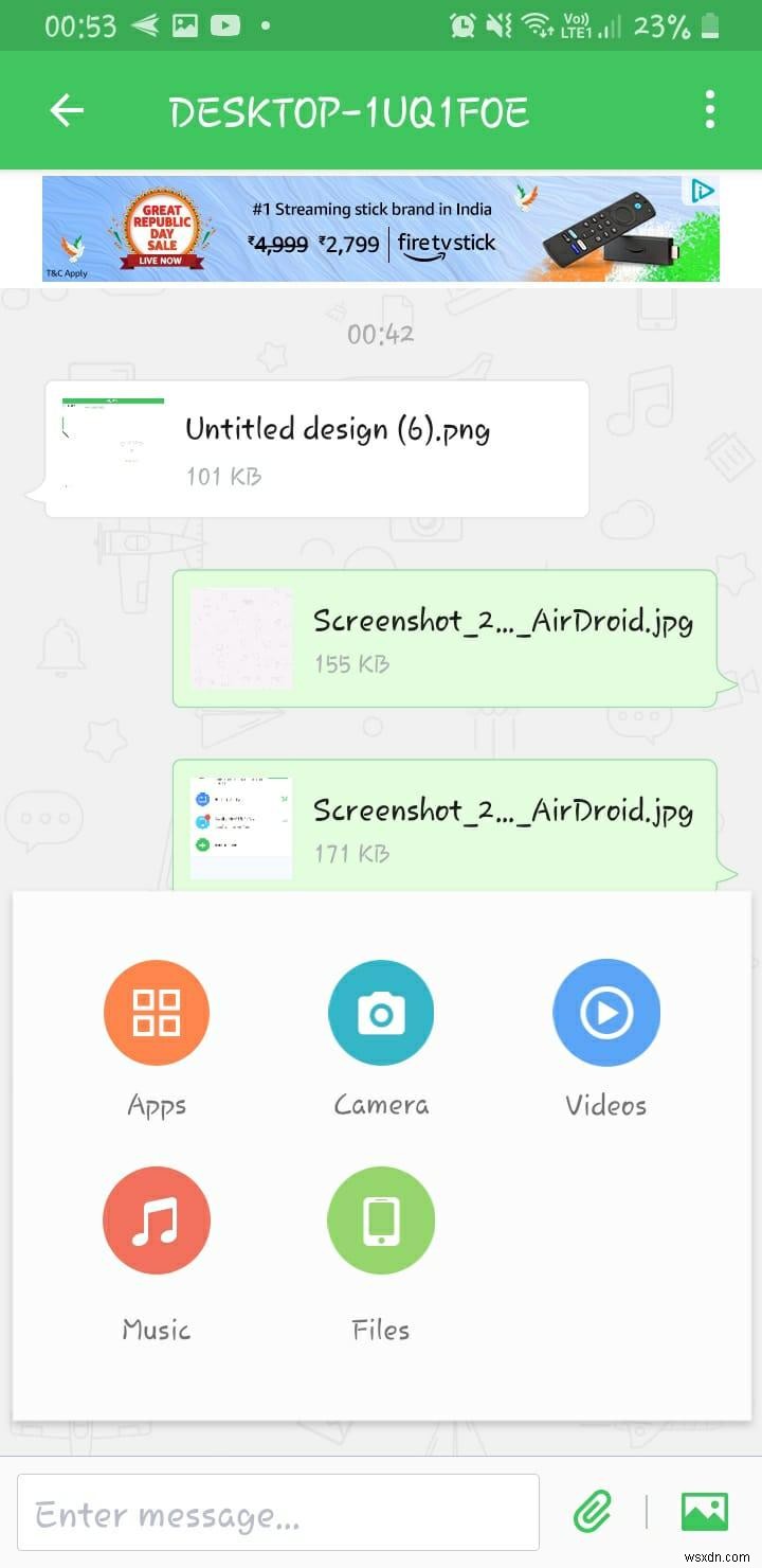 AirDroid 파일 전송으로 파일 전송 