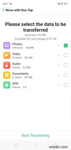 Oppo A3s에서 앱을 SD 카드로 전송하는 방법 