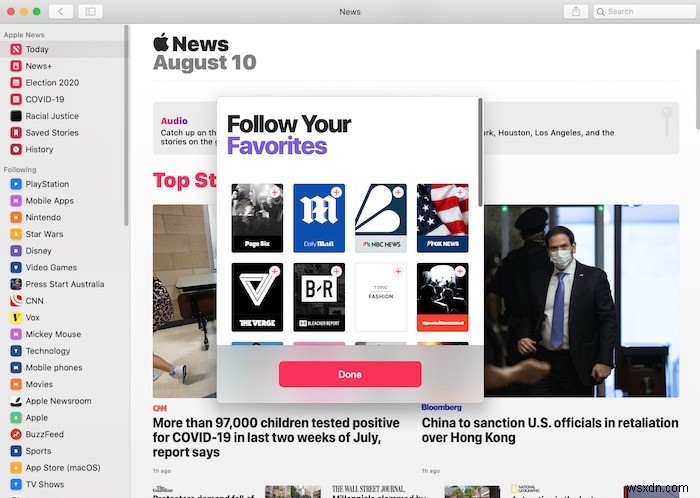 Mac에서 Apple News 앱을 사용자화하는 방법 