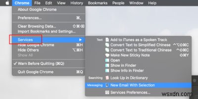 macOS의 서비스 메뉴에 옵션을 추가하는 방법 