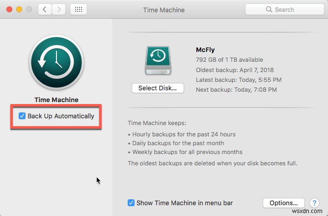 macOS Time Machine의 일반적인 문제 해결 