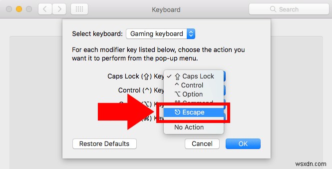 macOS Sierra에서 Caps Lock 키를 Esc로 다시 매핑하는 방법 [빠른 팁] 