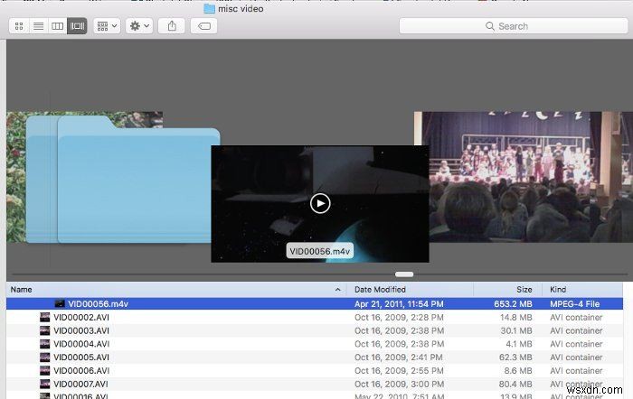 Mac의 Finder에서 Quicklook으로 비디오 미리보기 