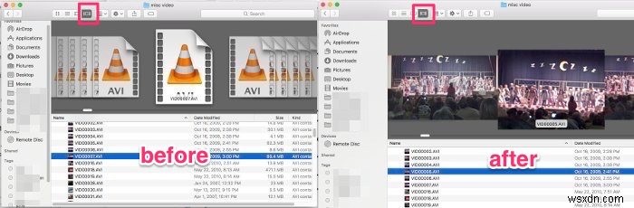 Mac의 Finder에서 Quicklook으로 비디오 미리보기 