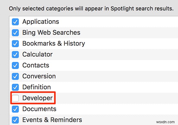 Mac의 Spotlight에서 개발자 검색 결과를 생략하는 방법 