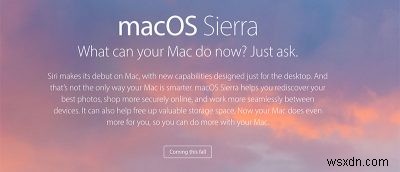 macOS Sierra – 새로운 기능 및 호환성 목록 