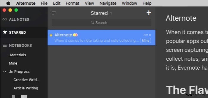 Alternote – 복잡하지 않고 강력한 Mac OS X용 Evernote 기반 메모 앱 