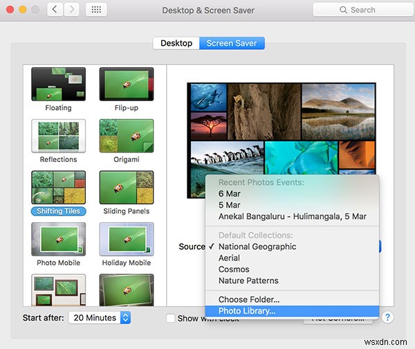 Mac에서 사진 보관함을 화면 보호기로 설정하는 방법 