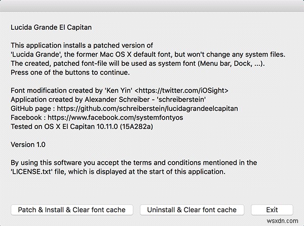 OS X El Capitan에서 기본 글꼴을 Lucida Grande로 변경하는 방법 