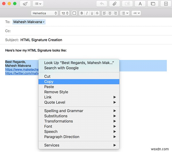 OS X용 Mail에서 HTML 서명을 만드는 방법 