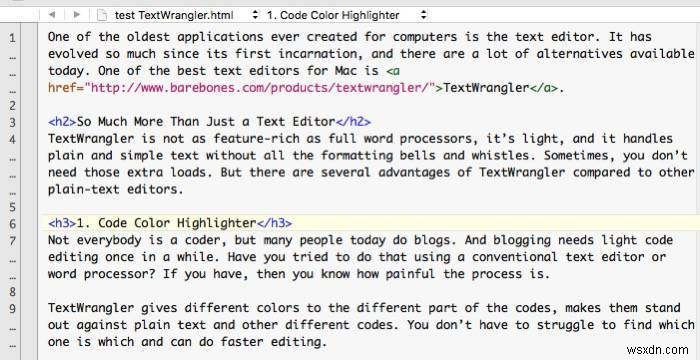 TextWrangler:스테로이드의 간단한 Mac 텍스트 편집기 