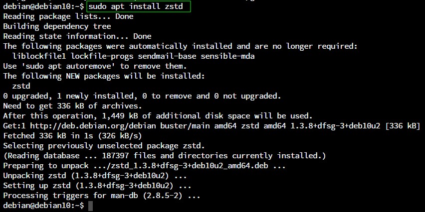 Linux에서 zstd 유틸리티로 파일을 압축하는 방법 