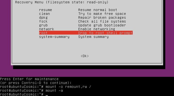 Ubuntu에서 복구 모드(안전 모드)로 부팅하는 방법 