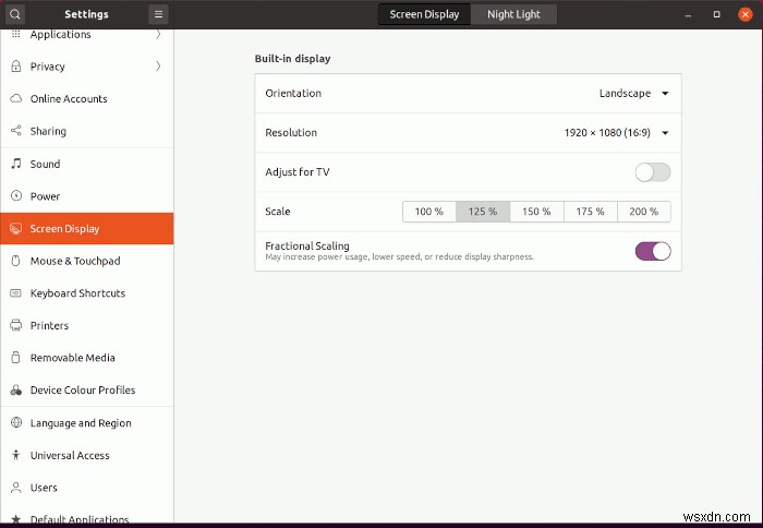 Ubuntu 20.04에서 분수 크기 조정을 활성화하는 방법 