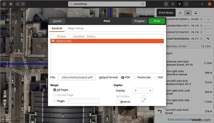 Gnome Maps를 다운로드하고 경로를 PDF로 내보내는 방법 