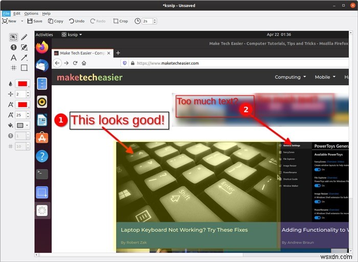 Linux에서 Ksnip으로 스크린샷을 찍고 주석을 추가하는 방법 