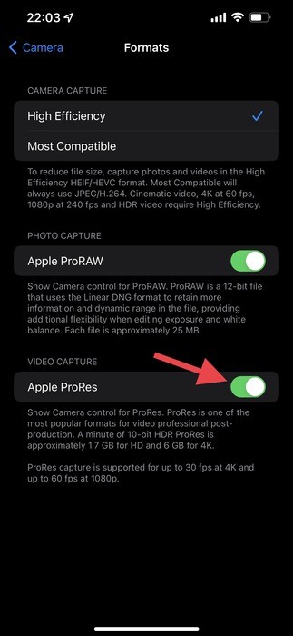 iPhone 13 Pro에서 ProRes 비디오를 녹화하는 방법 
