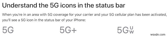 iPhone 12에서 5G 아이콘의 의미 
