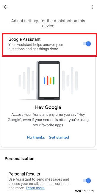 Android에서  OK Google 을 켜고 끄는 방법 