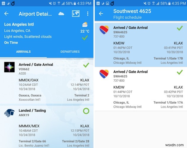 5가지 무료 Android 앱으로 항공편 모니터링 