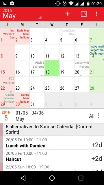 Android용 일출 캘린더의 5가지 대안 