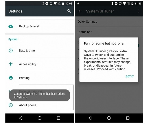 Android 6.0 Marshmallow에서 시스템 UI 튜너를 추가하는 방법 