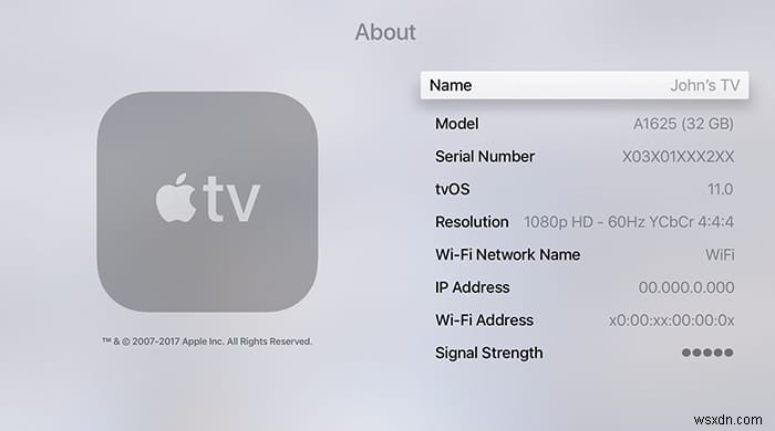 Apple TV 모델을 식별하는 방법