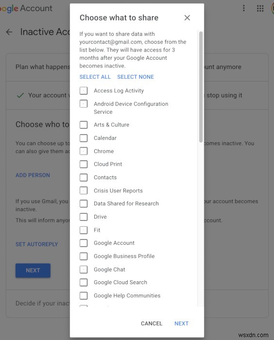 iCloud에 기존 연락처를 할당하고 Google 휴면 계정 관리자를 설정하는 방법