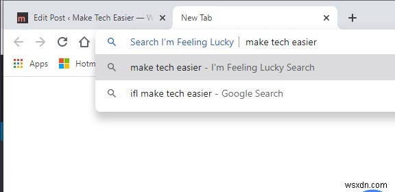 Chrome 검색주소창에  I am Feeling Lucky 를 추가하는 방법 