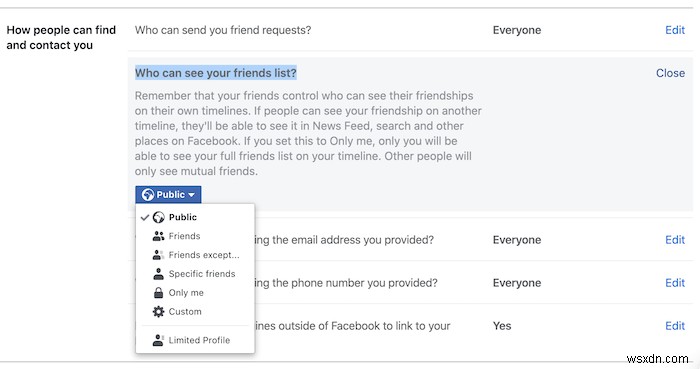 다른 사람에게서 Facebook 친구 목록을 숨기는 방법 