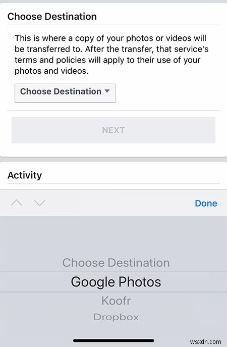 Dropbox 및 Google 포토로 Facebook 사진을 전송하는 방법 