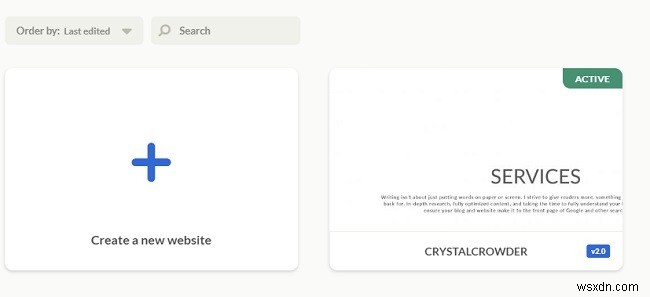 Ucraft 무료 웹사이트 빌더:새 웹사이트를 빠르게 생성
