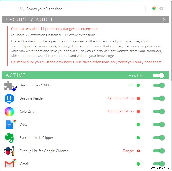 확장 프로그램 경찰을 사용하여 Chrome 확장 프로그램을 검사하는 방법