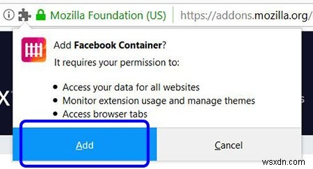 Facebook 컨테이너 확장 프로그램을 사용하여 Facebook에서 사용자를 추적하지 못하도록 방지