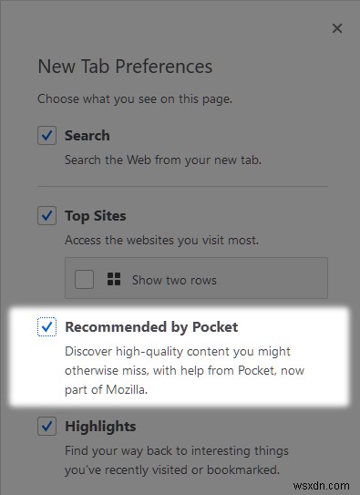 데스크톱 및 모바일의 Firefox에서 Pocket을 비활성화하는 방법 