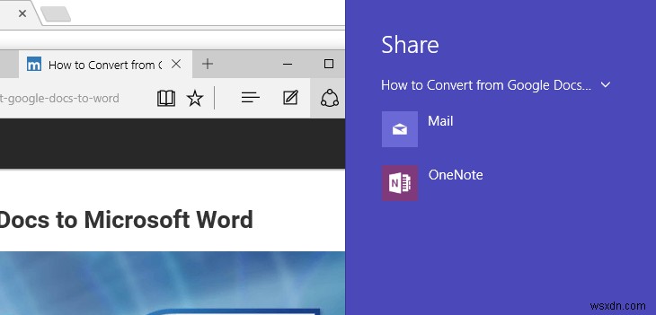 Windows 10에서 Microsoft Edge를 사용하여 웹 콘텐츠를 공유하는 방법