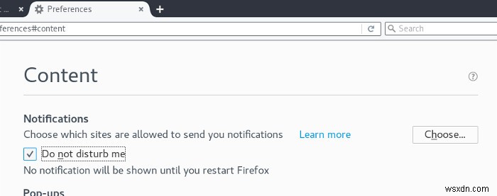 Firefox에서 웹 푸시 알림을 비활성화하는 방법 