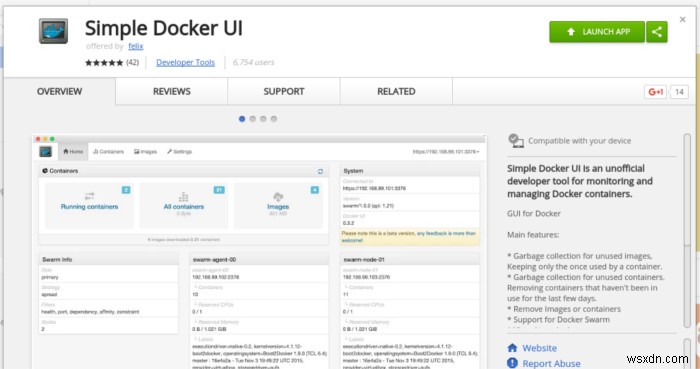 간단한 Docker UI를 사용하여 Google Chrome에서 Docker 이미지 관리 