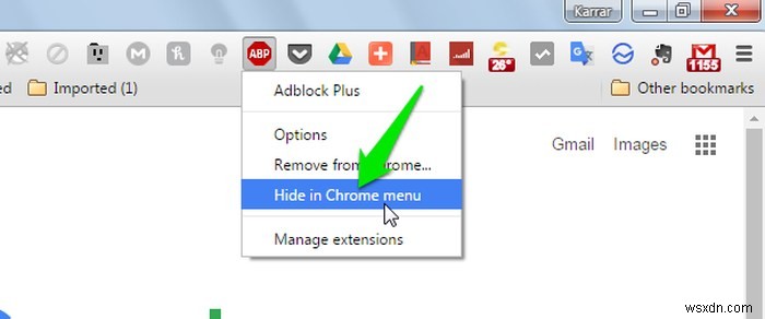 기본 설정에 맞게 Chrome 확장 프로그램 버튼 구성 