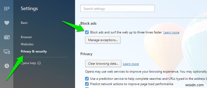 Opera의 새로운 내장 광고 차단기를 위한 Ditch Adblock Plus 