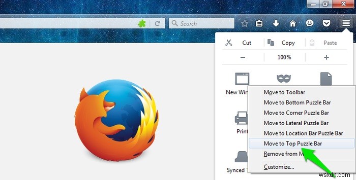 Firefox 아이콘 표시줄을 쉽게 복원 