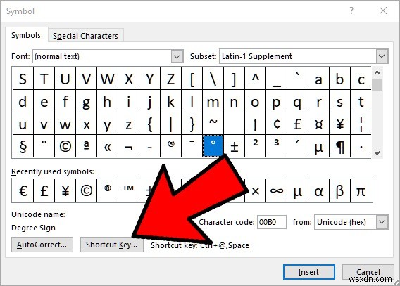 Microsoft Word에서 도 기호를 삽입하는 방법