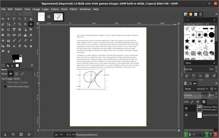 GIMP로 문서에 서명하는 방법