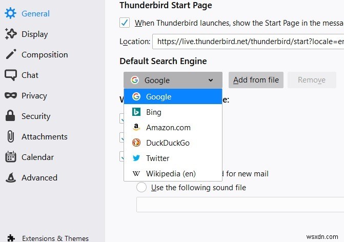 Thunderbird에서 사용자 정의 검색 엔진을 추가하는 방법 