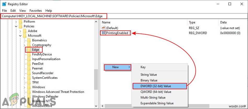 Windows 10의 Microsoft Edge에서 인쇄를 비활성화하는 방법은 무엇입니까? 