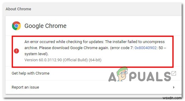 Chrome 업데이트 오류 0x80040902를 수정하는 방법 